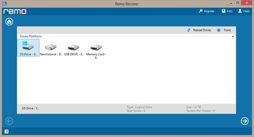 File and Mappe Inddrivelse - Select Physical Drive